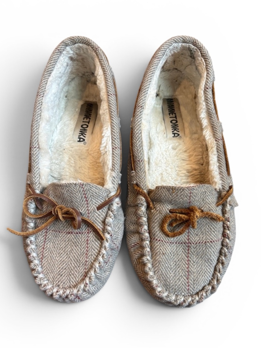 Minnetonka Britt Trapper Slipper Women's 8 Gray Faux Fur Lined Non Slip